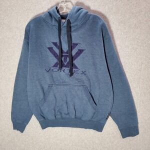 Vortex‎ Men Sweater Medium Blue Logo Embroidered Hoodie Barneveld Wisconsin